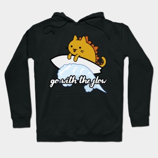 Catzilla surfer surf lover go with the flow Hoodie